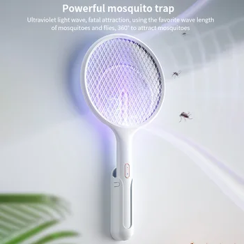 

Electric Mosquito Racket 2 in 1 Mosquito Swatter Insect Racket Swatter Zapper Rechargeable Mug 3 Network Bug Zapper Killer Trap