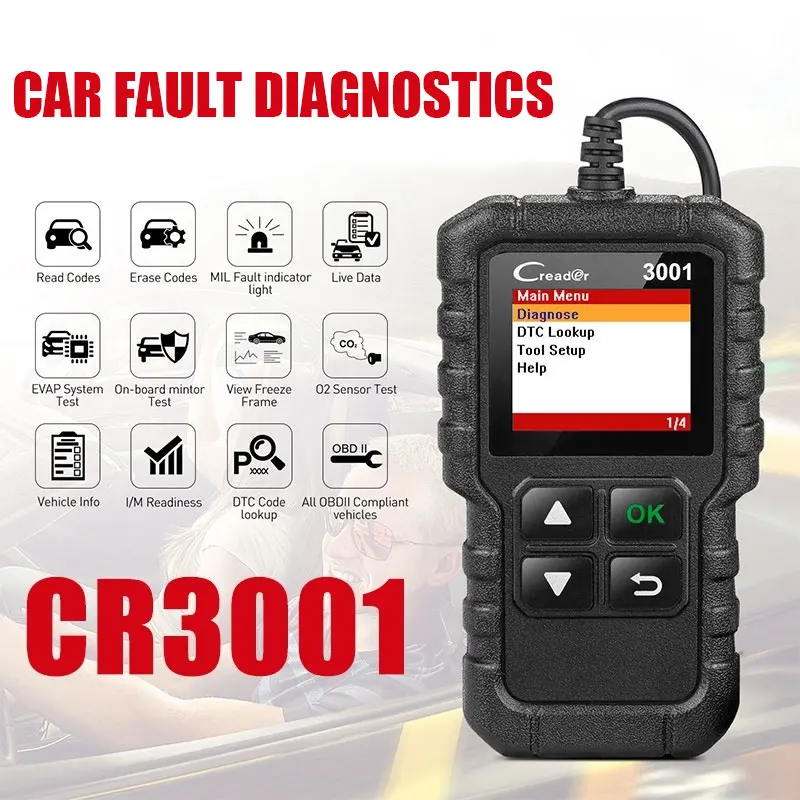 OBD2 сканер автомобильный код считыватель Высокое качество сканер неисправностей автомобиля сканирующий инструмент стереть CR3001 универсальный для запуска