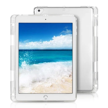 

Soft silicone case for Apple iPad Pro 9.7 2017 2018 Air 1 2 Air1 Air2 5th 6th Generation transparent shell with Pencil Holder