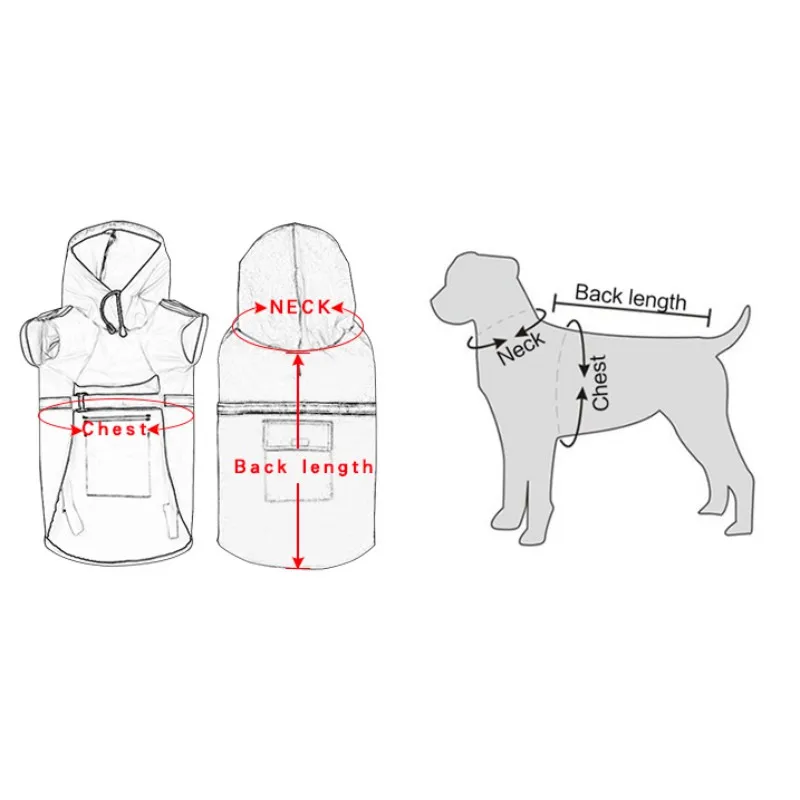Дождевик для собак регулируемый водонепроницаемый дождевик со светоотражающими полосками пончо для питомцев толстовки