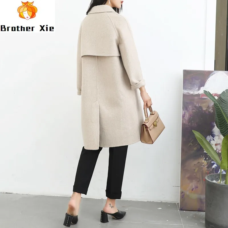 

Spring 2020 New Double-sided Cashmere Overcoat Albaca Loose Wool Overcoat