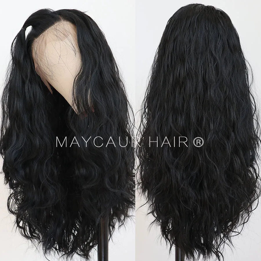 Maycaur Hair Long Black Hair Lace Wigs Loose Wavy Hair Glueless Heat Resistant Synthetic Lace Front Wigs for Black Women (2)