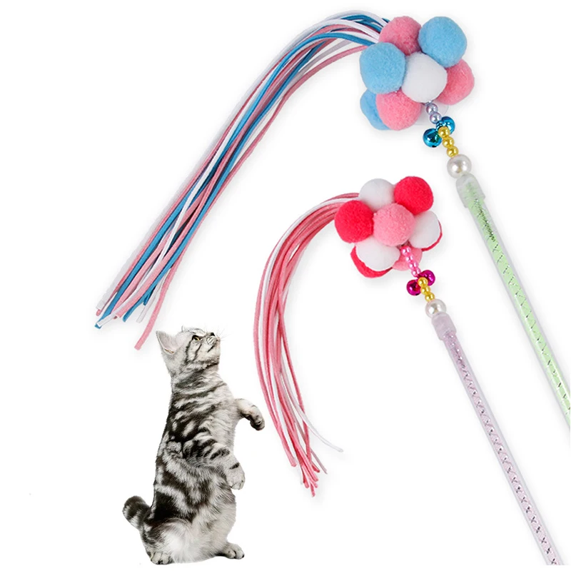 

Ball feather Teaser stick candy color tassel fairy stick cat tease cat stick cat interactive toy