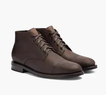 

Fashion Men PU leather Shoes Top Quality Vintage PU Leather Plaid Boots Lace Up Mens Boots Casual Zapatos De Hombre TV340