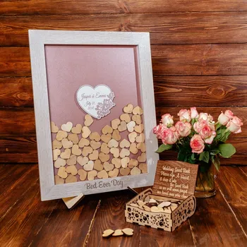 

Personalize Modern Wood Wedding Guest Book Shadow Box, Baby shower Bridal shower Guest Book Drop Box, Wedding Wish Box, Drop Top