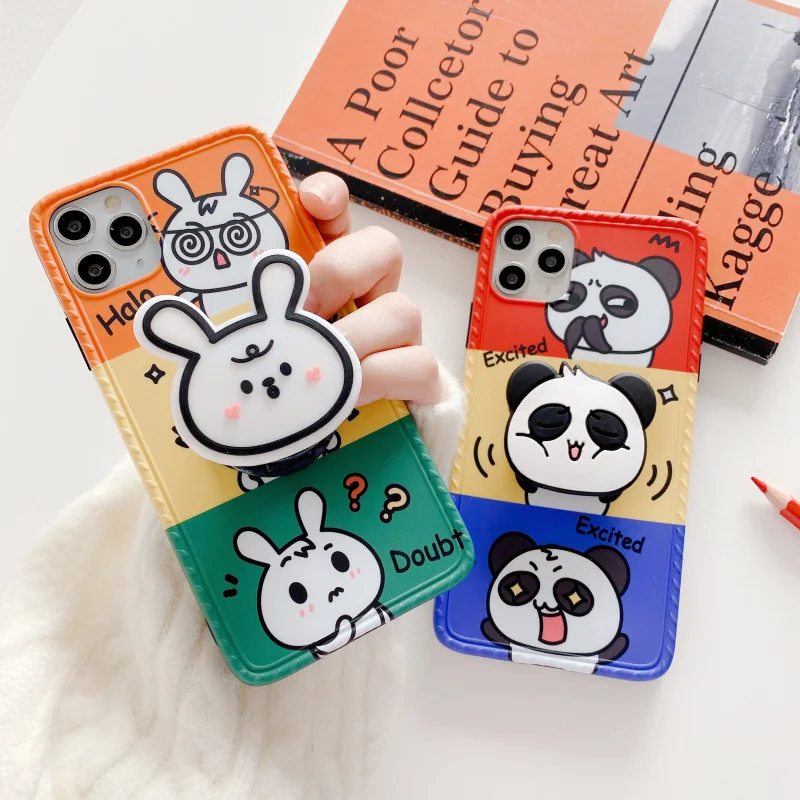 

3D luxury cute cartoon panda soft silicone mobile phone case for iPhone X XR XS 11 Pro Max 6S 7 8 plus seat cover gift coque