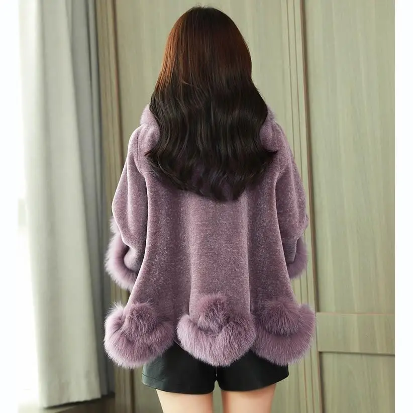 Зимнее женское пальто из искусственного меха, верхняя одежда, теплое пальто из лисьего меха, куртка с отложным воротником и длинным рукавом, меховое пальто