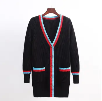 

Korean Style Women's Cardigan sweater long-sleeved thin-piece sweater Navy Blue