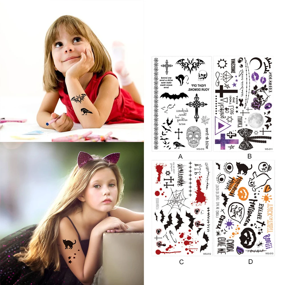 

1 Sheet Halloween Spooky Horror Temporary Tattoos Body Arm Stickers for Halloween Masquerade Party Decorations