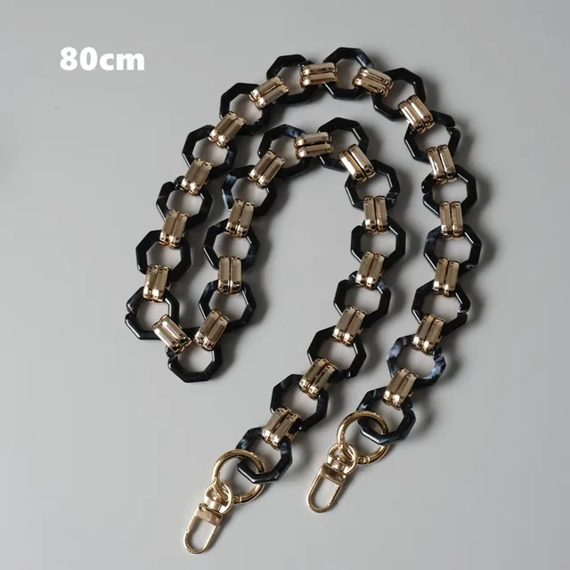 New Fashion Woman Handbag Accessory Parts Cute Chain Black Acrylic Resin Chain Luxury Strap Women Shoulder Clutch Handle Chain Small buckle 80cm