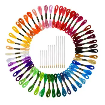 

50 Skeins Embroidery Floss Cross Stitch Thread Bracelet String with Needles for Friendship Bracelet