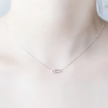 

Safety Pin Pendant Delicate 925 Sterling Silver Chain Charm Fashion Dainty Paper Clip CZ Necklace for Women Jewelry Pulsera Gift