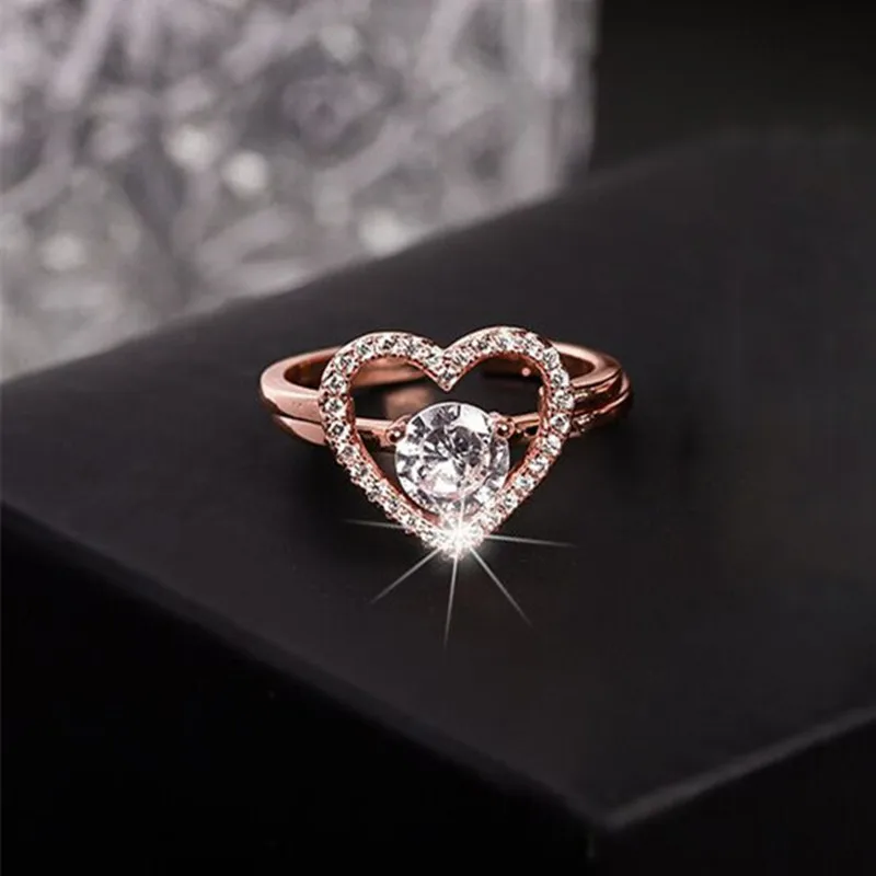 Роскошный женский бриллиантовый набор модные кольца из розового золота с