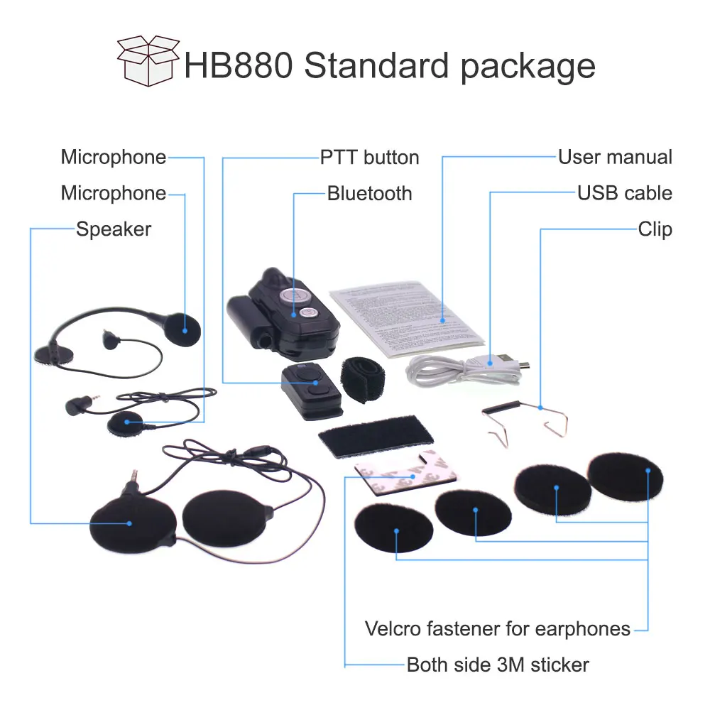 Hands-free PTT Headset Helmet Wireless Headphones HB880 For Motorcycle Helmet Lo