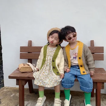 

Preppy Style Girls Boys Knitted Cardigan Sweater Casual Children Warm Sweaters Toddler Knitting Cardigan Girls Knitted Clothing