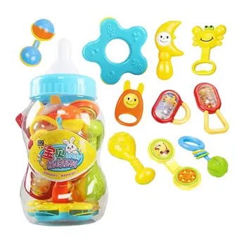 

10 pcs Baby Toy Attractive Rattle Bell Appease Toy Cartoon Toy Educational Toy Plastic Toy for Newborn Baby Toddlers