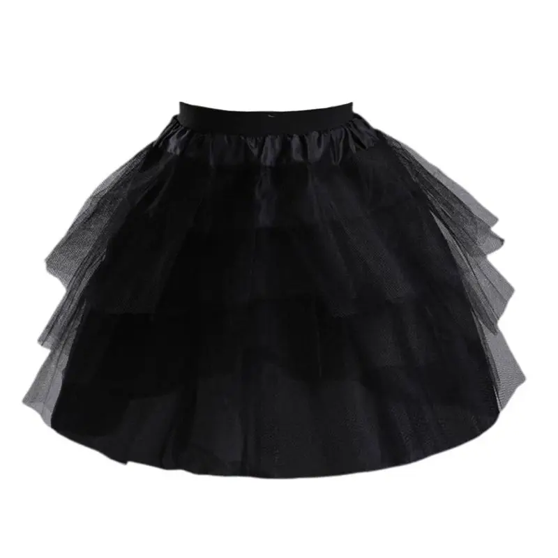 Маскарадная одежда для горничной; мягкая эластичная юбка-американка в стиле Лолиты; короткая юбка-американка без обручей; балетная юбка из сетчатой ткани для девочек; юбки-американки - Color: Black