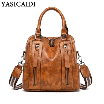 

YASICAIDI Vintage Satchel Women Handbags PU Leather Top-Handle Ladies Hand Bags Female Crossbody Shoulder Bag Sac A Main Femme