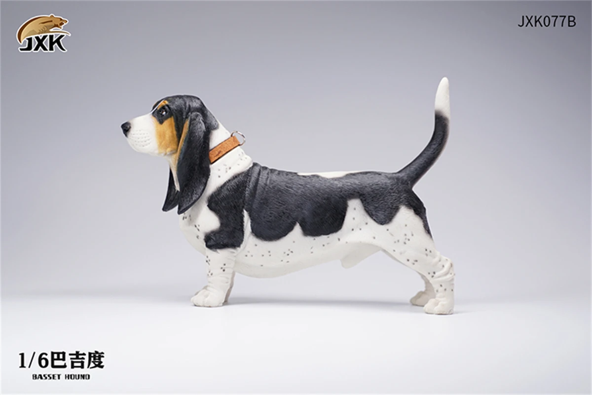JXK 1/6 Basset Hound Animal Model Cute Dog Figure Toys Adult Xmas