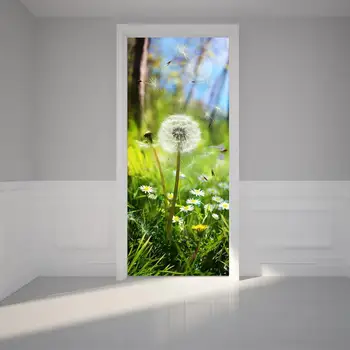 

Home Decor Paste Self Adhesive 3D Grass Dandelion Wall Sticker Print Art Color Bricks Pulling Door Waterproof Wallpaper Picture