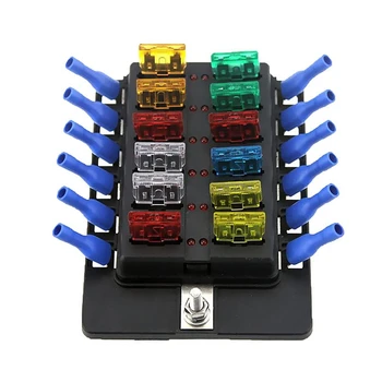

for Car Boat RV 32V 12 Way Blade Type Fusebox Plug Type Retainer LED Warning Light Fusebox