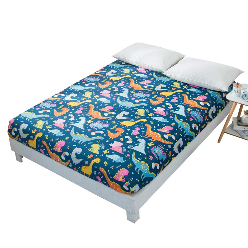 

1pc New Cartoon Dinosaur Printed Fitted Sheet Polyester Bed Sheet with Elastic Band Children Adult Cute Pattern Mattress Cover
