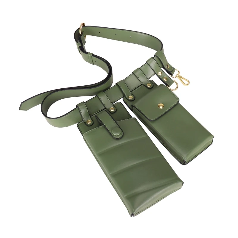 Модная женская поясная сумка, модная кожаная поясная сумка, дорожные нагрудные сумки, регулируемая сумка на плечо для телефона, 4 цвета - Цвет: Зеленый