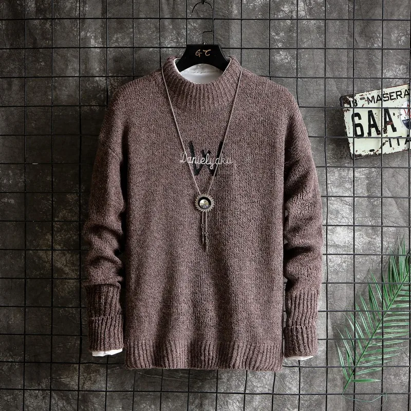 

2019 New arrival men's sweater letter printed Korean fashion pullovers warm wool male sweaters plus size M-3XL homme outerwear