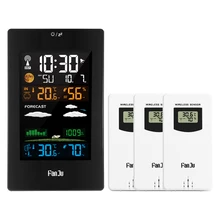 FanJu FJ3389 Tester di Umidità di Temperatura Della Parete 3 Wireless Sensore di DCF Wave Elettronica Orologio Previsioni Meteo Digital Alarm Clock