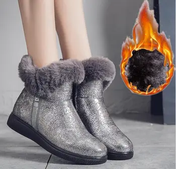 

Superior quality warm Women Boots sequins Martin Boots Women Ankle Fur Boots Winter warm Women snow Shoes ladies plush snowboots