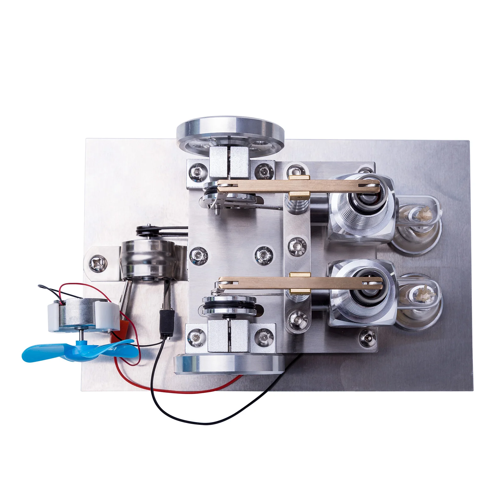 US $208.00 Balance Type Two Cylinder Hot Air Stirling Engine Generator Model Science Experiment Educational Toy with Fan Voltage Meter Bulb