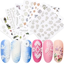 1 лист 3D тисненые цветы наклейки для ногтей самоклеющиеся наклейки акриловые дизайны с гравировкой фольги украшения для ногтей