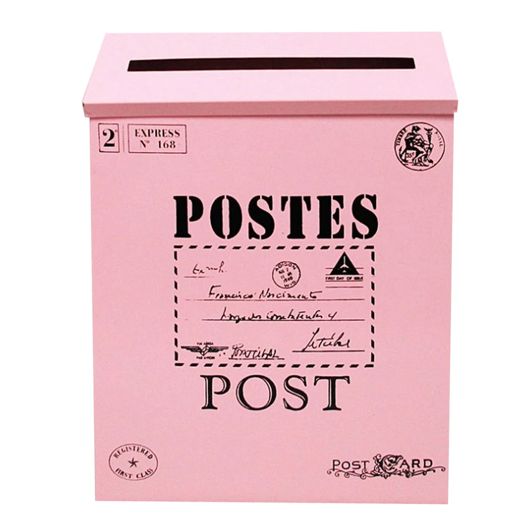  Vintage Galvanized Mailbox Letterbox Postbox Newspaper Holder Box Pink Outside Letter Post Mail Box Magazines Newspaper Box 