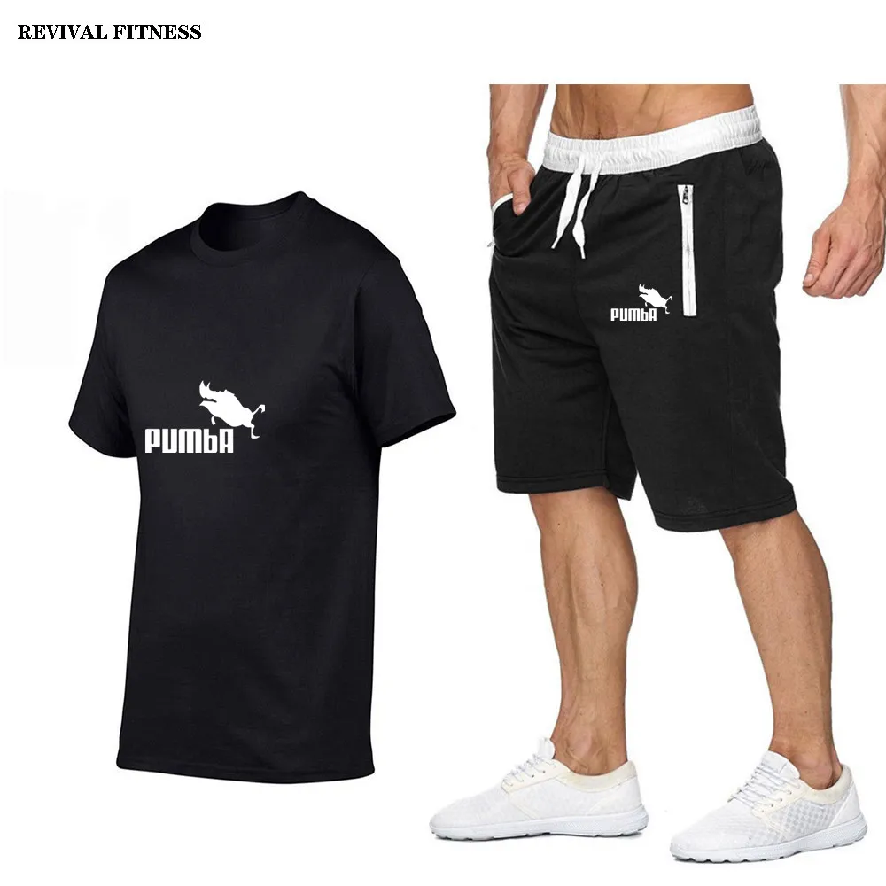 2021Hot-Selling verano camiseta pantalones conjunto Casual de marca Fitness pantalones camiseta Hip Hop moda Pumba hombres chándales