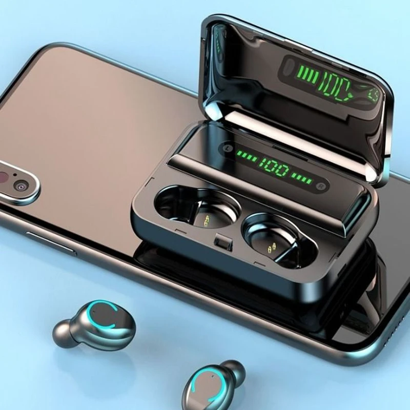 2200mAh LED Bluetooth Wireless Earphones Headphones Earbuds TWS Touch Control Sport Headset Business Earphone Music Headphone
