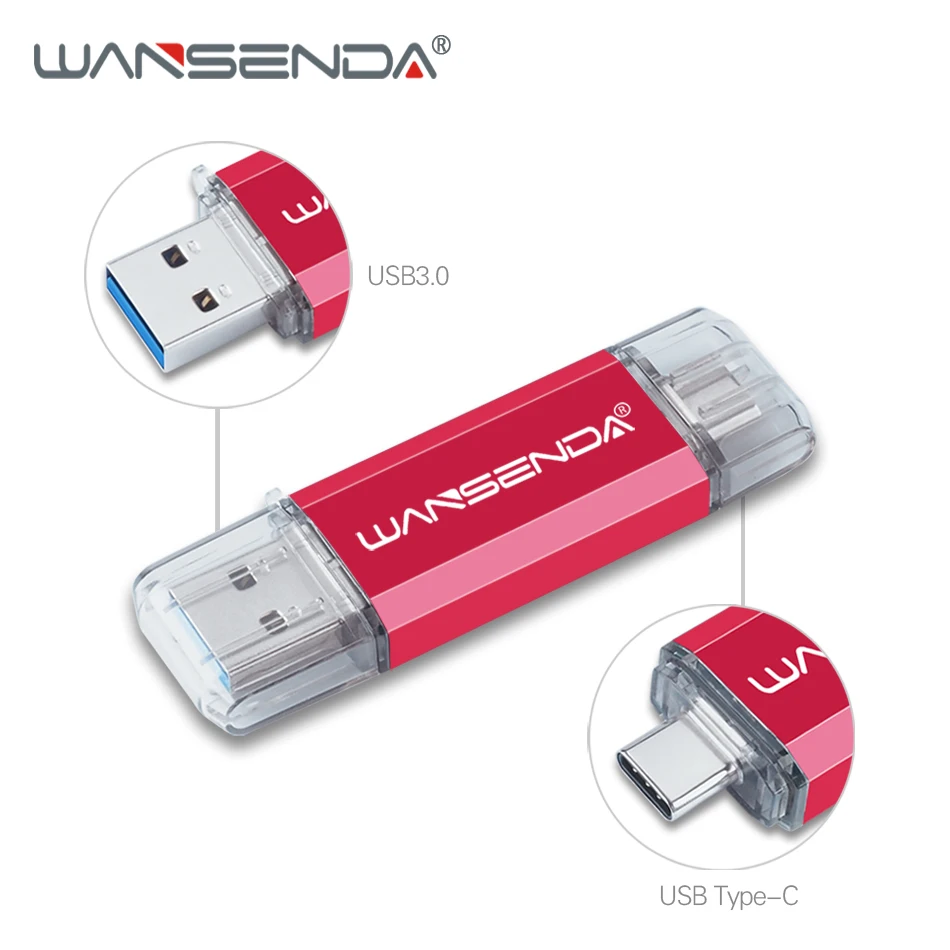 USB флеш накопитель WANSENDA type C OTG 2 в 1 3 0 и 32 Гб 64 128 ГБ 256 флешка флешка|USB