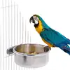 Stainless Steel Cage Coop Hook Cup Bird Parrot Feeding Cups Cage Hanging Bowl Bird Coop Cups Seed Water Food Dish Feeder Bowl