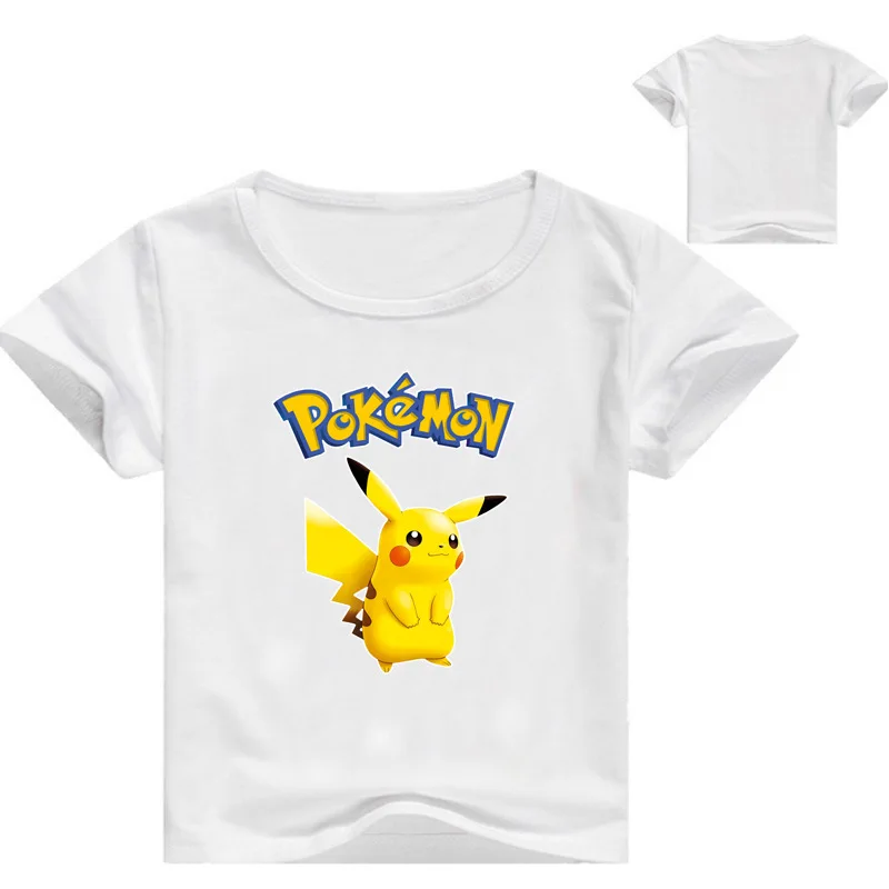 От 2 до 15 лет футболка Pokemon/Детская летняя одежда футболка с Пикачу детская футболка для мальчиков футболка с короткими рукавами для маленьких девочек