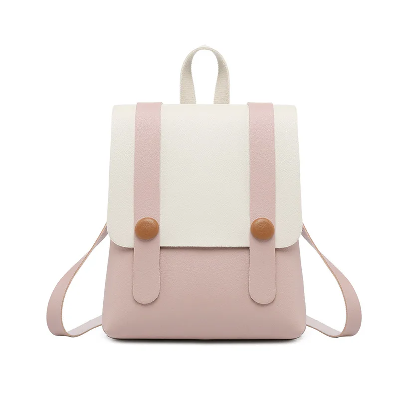 

2018 Autumn & Winter Shoulder Cross-body Hand Contrast Color Magnetic Snap Backpack bai da xiao School Bag Activity Gift WOMEN'S