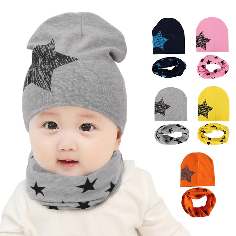 Lowered Girl Hat Scarf-Set Children Beanie Newborn-Baby Kids Winter Cotton Bonnet Enfant Soft ZJAOENNp