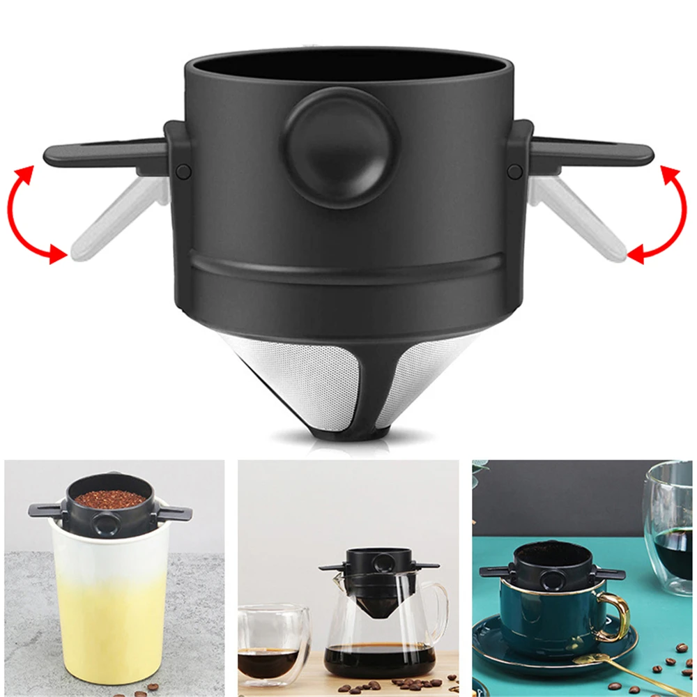 Double Layer Foldable Coffee Filter Stainless Steel Drip Coffee Tea