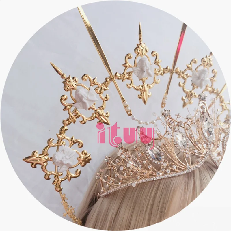 ITUY Lolita Vintage Kc Headband Angel Gold Halo Goddess Headpiece Virgin Mary Bride Crown Bead Chain Baroque Tiara Headwear -Zentai shop online H77e4b347299b42e0a6bc85b50d68e699S.jpg
