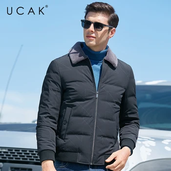

UCAK Brand 90% White Duck Down Down Jackets Clothing For Men New Fashion Classic Streetwear Turn-down Collar Down Coat U8025