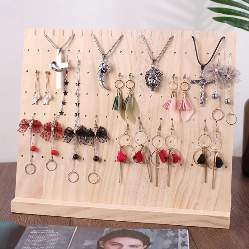 120 hole hanging Новые деревянные вертикальные серьги-гвоздики ожерелье ювелирные изделия Дисплей стенд - Цвет: 120 hole hanging