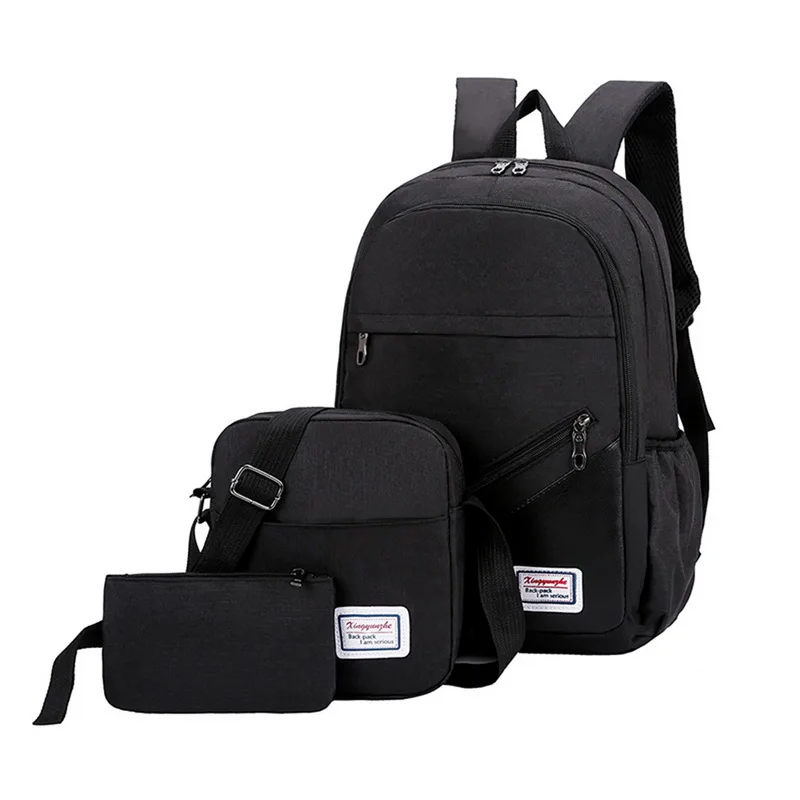 3 шт./компл. Анти-кражи рюкзак Для мужчин Для женщин Повседневное рюкзак, рюкзак для путешествий с отделением для лэптопа, Рюкзак Школьная Сумка Sac A Dos Homme Zaino Водонепроницаемый - Цвет: black A