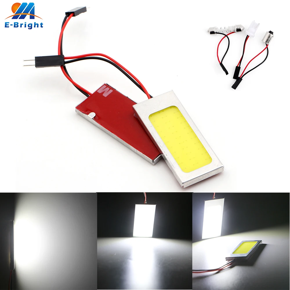 

10X 9-16V LED 36 SMD COB Chip 36 LED Aluminum Panel Light 360LM 12V DC With BA9S+T10+Festoon Adapter Interior White 6000K 8000K