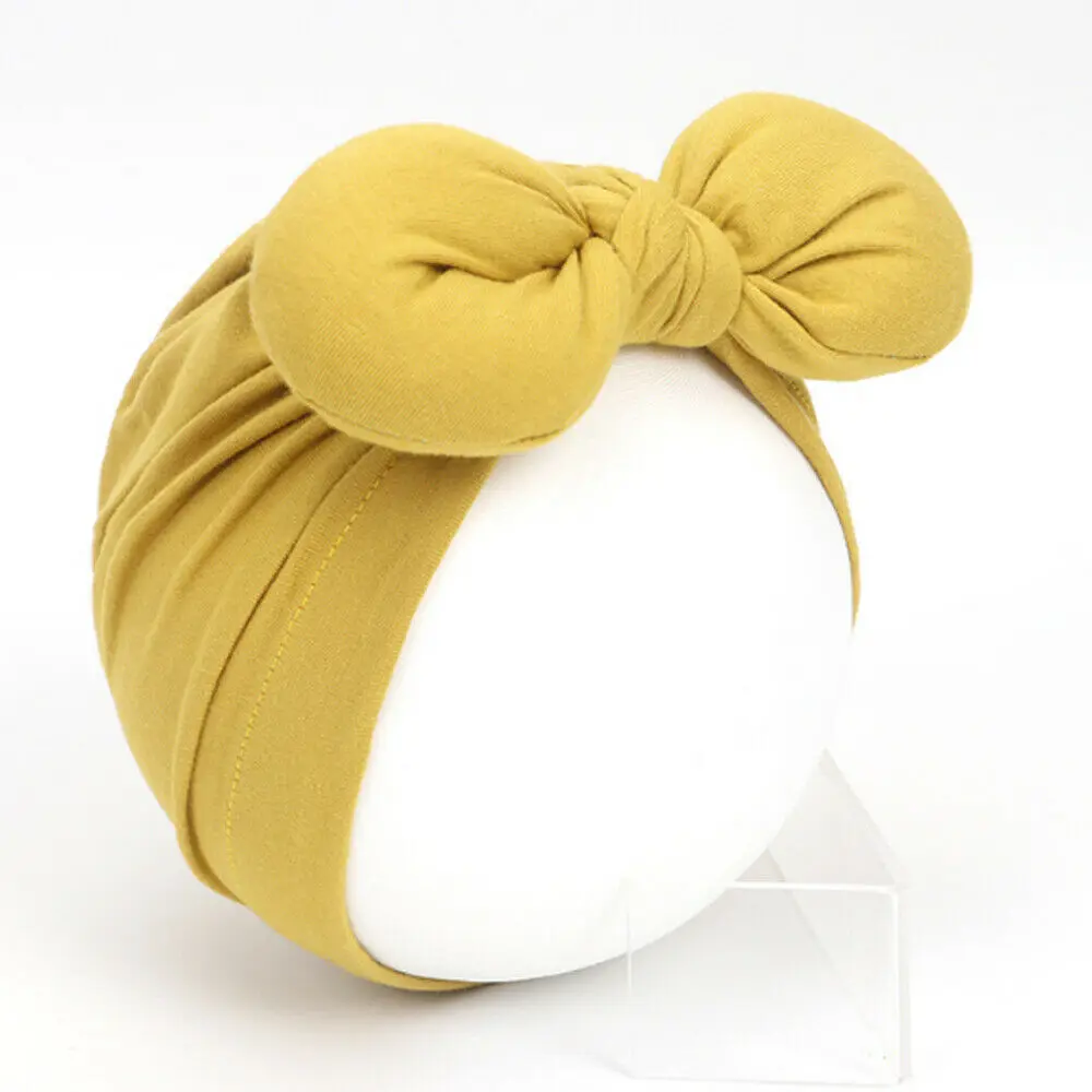 Dark Yellow 16 Colors Newborn Headband Hat Cotton baby Infant Turban Knot Headband Head Wrap For Girls - Цвет: Dark Yellow