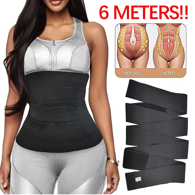 best shapewear for tummy and waist Meters Bandage Wrap Sweat Sauna Waist Trainer Belt Body Shaper Trimmer Snatch Me Up Fat Burner Workout Cincher Tighten Sheath thong shapewear