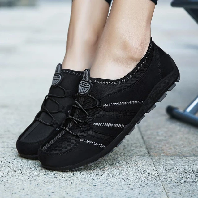 Zapatillas deportivas transpirables para mujer, zapatos deportivos para correr, tenis, entrenamiento, color negro - AliExpress
