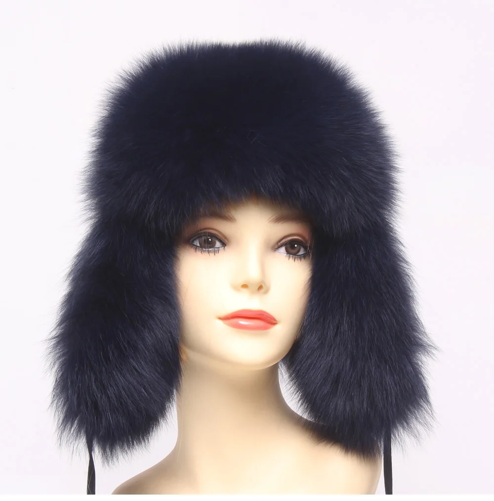 Hot Sale Genuine Fox Fur Hat Russian Women Real Fur Caps Bomber Hats 100%Natural Fox Fur Caps Fashion Fur Hat Retail wholesale